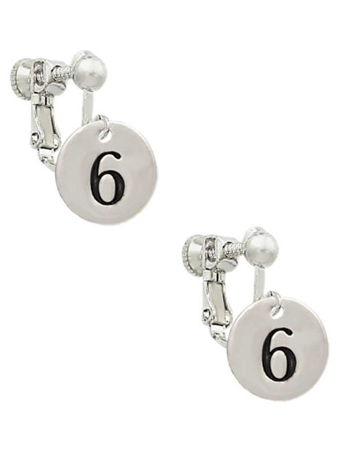 Disc 1/2'' Number - 6 - Clip On Earrings
