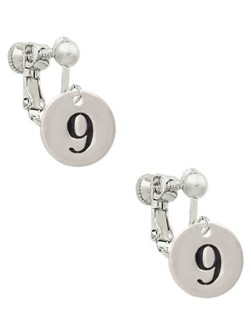 Disc 1/2'' Number - 9 - Clip On Earrings