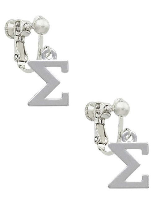 Large Greek Letter - Sigma - Clip On Earrings