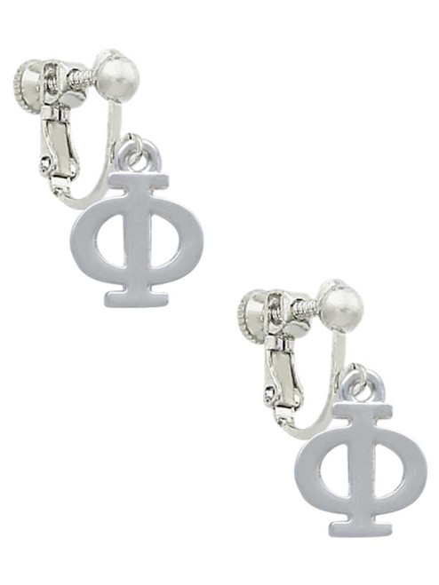 Large Greek Letter - Phi - Clip On Earrings