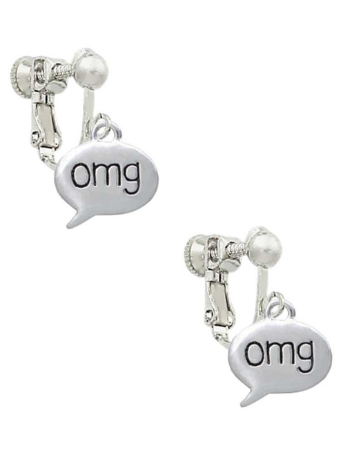 Text Chat - omg - Oh My God - Clip On Earrings