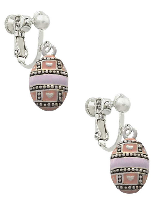 Egg Pink & Lavender Clip On Earrings
