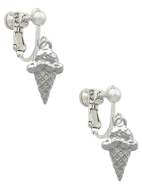 Ice Cream Cone Clip On Earrings