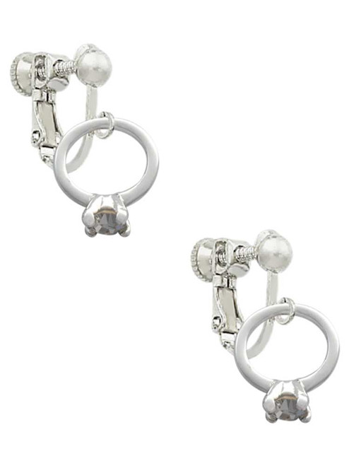 Small Engagement Ring with Crystal Clip On Earrings