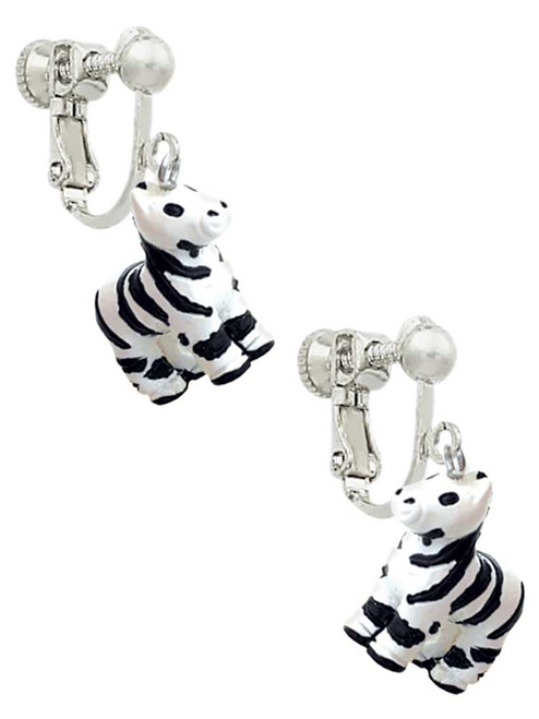 Resin Zebra Clip On Earrings