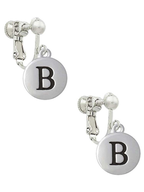 Capital Letter - B - Pebble Disc - Clip On Earrings