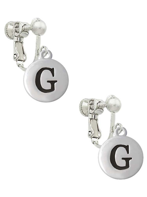 Capital Letter - G - Pebble Disc - Clip On Earrings