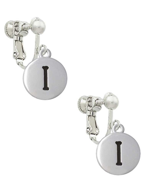 Capital Letter - I - Pebble Disc - Clip On Earrings