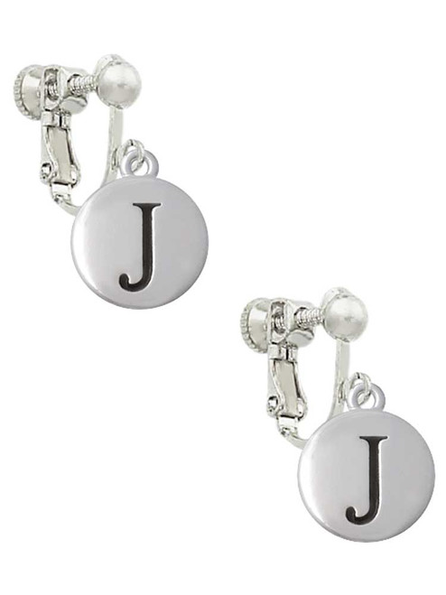 Capital Letter - J - Pebble Disc - Clip On Earrings