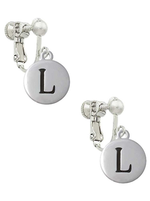 Capital Letter - L - Pebble Disc - Clip On Earrings