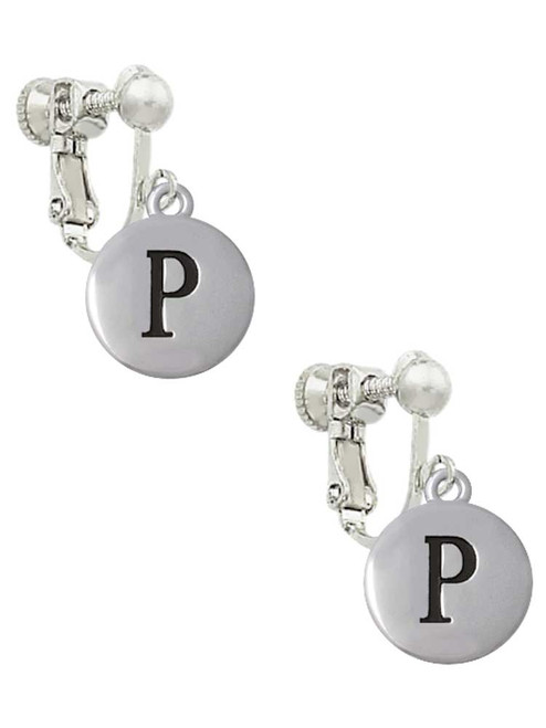 Capital Letter - P - Pebble Disc - Clip On Earrings