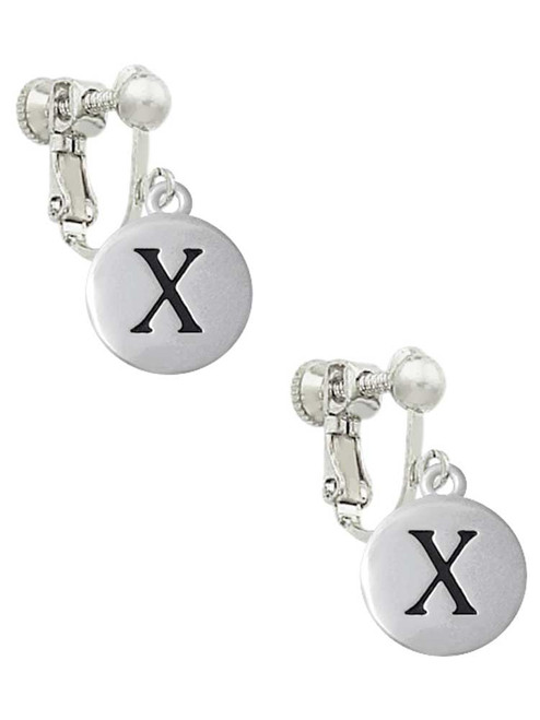 Capital Letter - X - Pebble Disc - Clip On Earrings