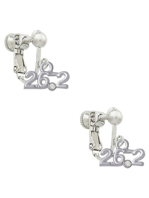 Marathon - 26.2 with Clear Crystal Clip On Earrings