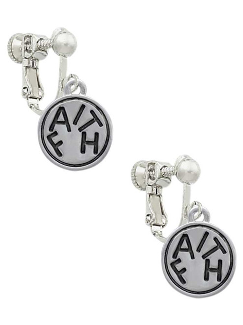 Faith in Circle Clip On Earrings