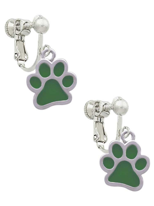 Medium Translucent Green Paw Clip On Earrings