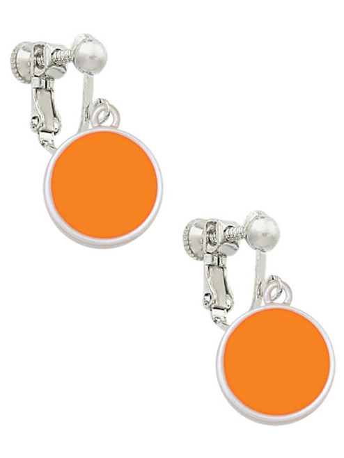 Small Orange Enamel Disc Clip On Earrings