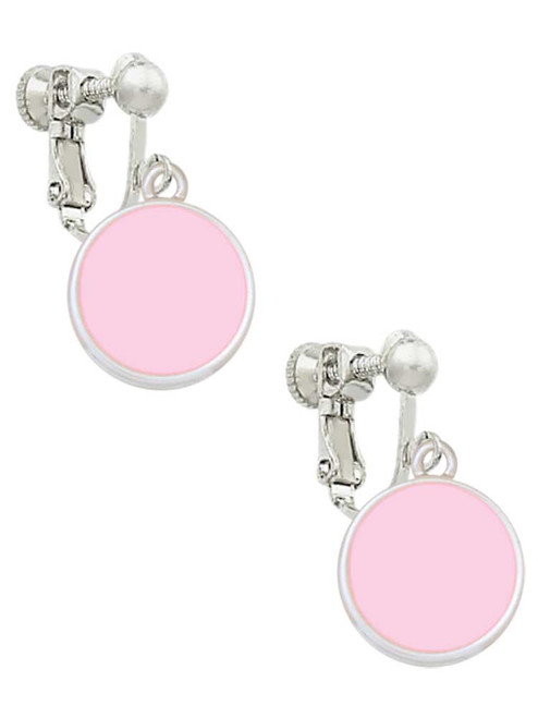 Small Pink Enamel Disc Clip On Earrings