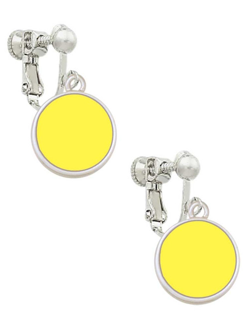 Small Yellow Enamel Disc Clip On Earrings