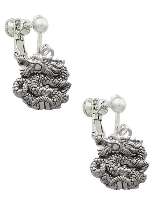 Chinese Dragon Clip On Earrings
