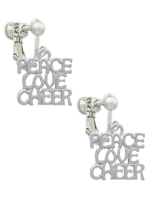 Medium ''Peace Love Cheer'' Clip On Earrings