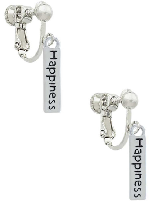 Happiness Rectangle Clip On Earrings