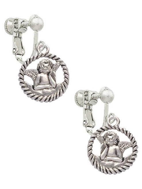 Raphael Angel in Rope Wreath Clip On Earrings