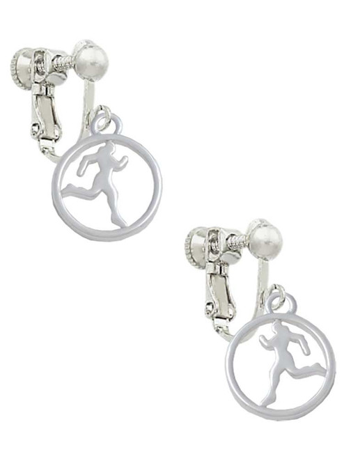 Runner Silhouette in 1/2'' Disc Clip On Earrings