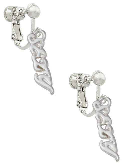 Small Sexy Script Clip On Earrings