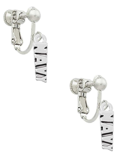 Navy Clip On Earrings