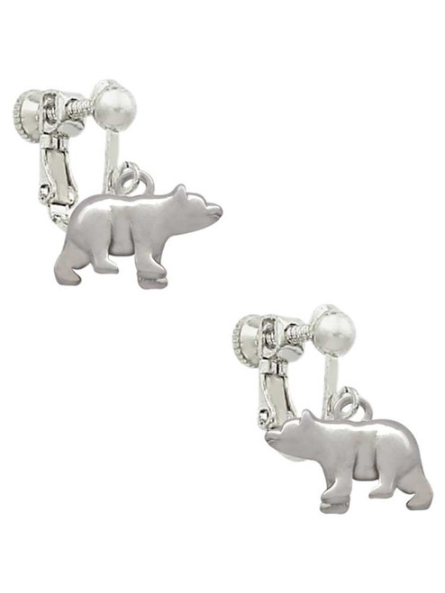 3-D Bear Clip On Earrings