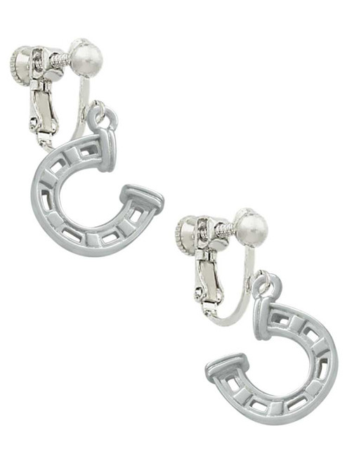 Horseshoe with Side Loop Clip On Earrings