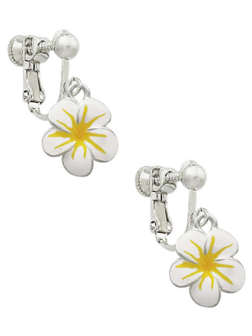 White and Yellow Flower Clip On Earrings