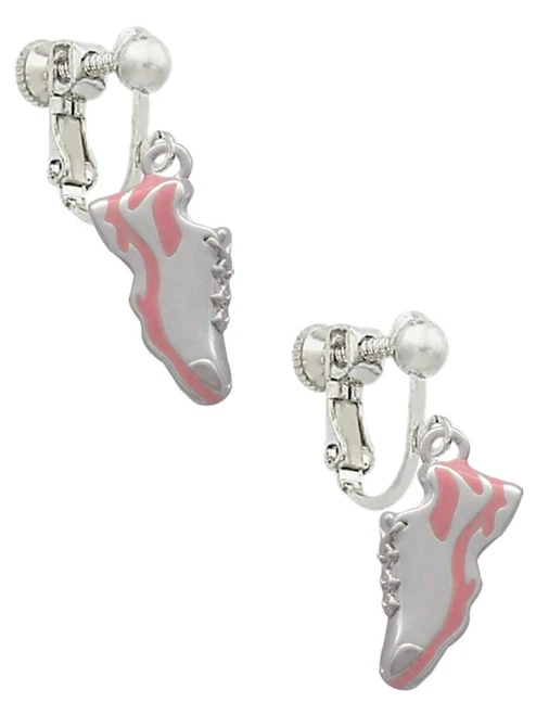 Pink Running Shoe Clip On Earrings