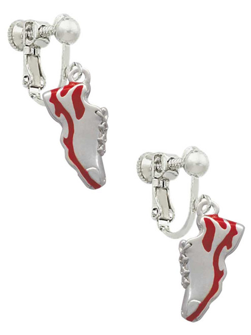 Red Running Shoe Clip On Earrings