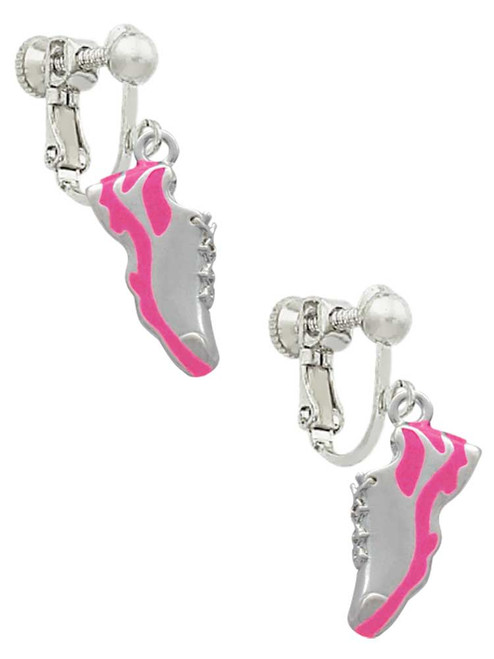 Hot Pink Running Shoe Clip On Earrings