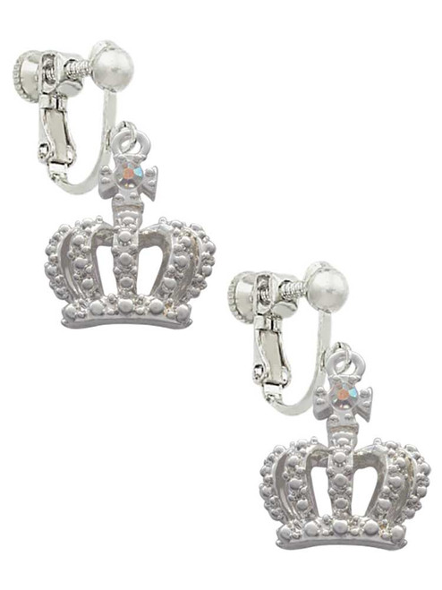 Crown with AB Crystal Clip On Earrings