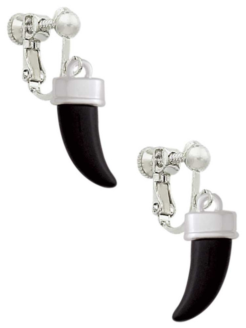 Black Sabre Tooth Clip On Earrings