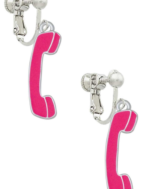 Hot Pink Telephone Clip On Earrings
