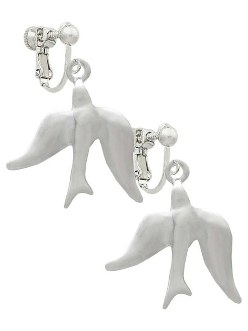 3-D Dove Clip On Earrings