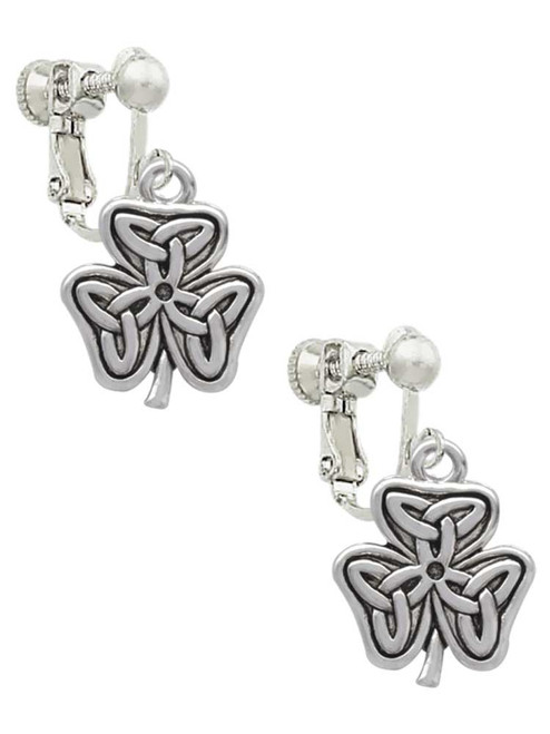 Shamrock with Celtic Knot Clip On Earrings