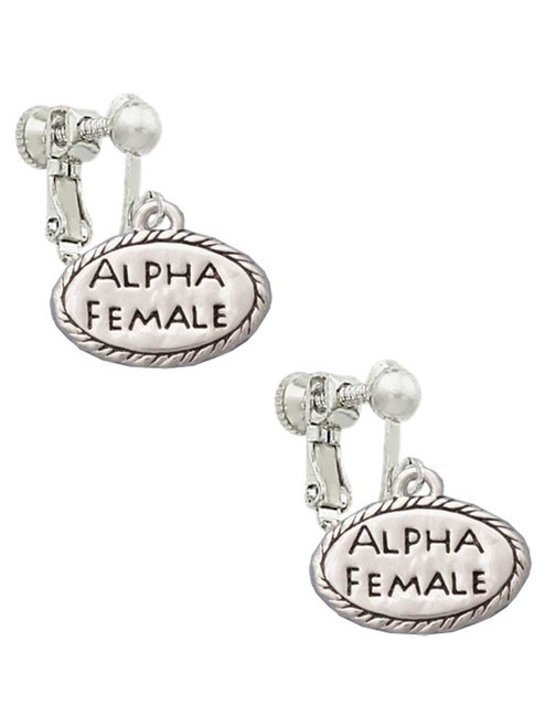 Alpha Female Oval Clip On Earrings