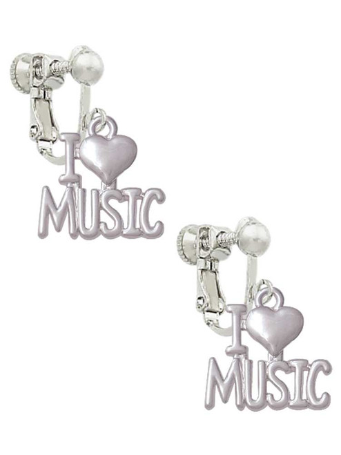 I 'Heart' Music Clip On Earrings