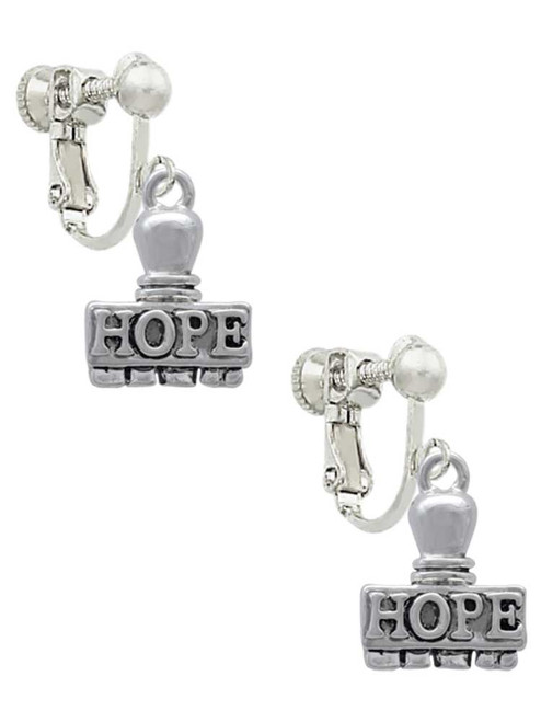 HOPE Stamp Clip On Earrings