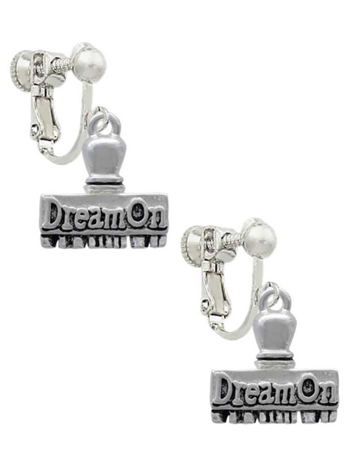 3-D ''Dream On'' Stamp Clip On Earrings