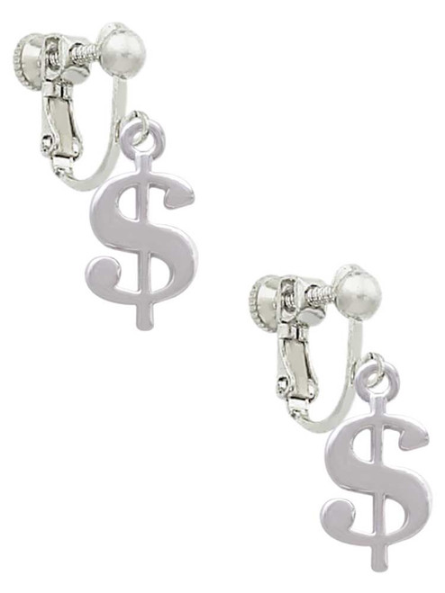 Rounded Dollar Sign Clip On Earrings