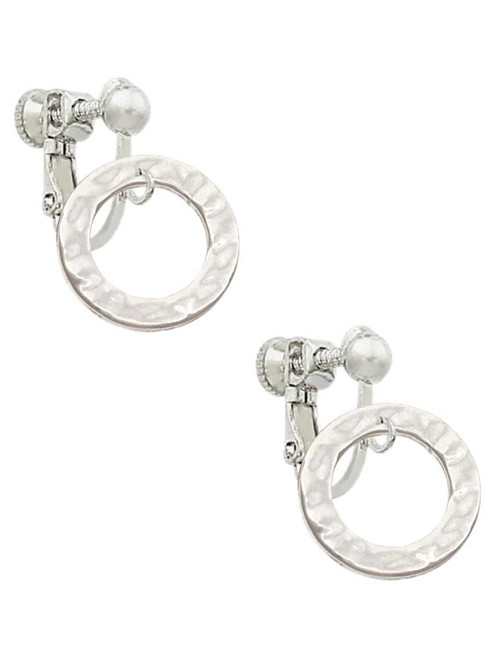 Hammered Karma Ring Clip On Earrings