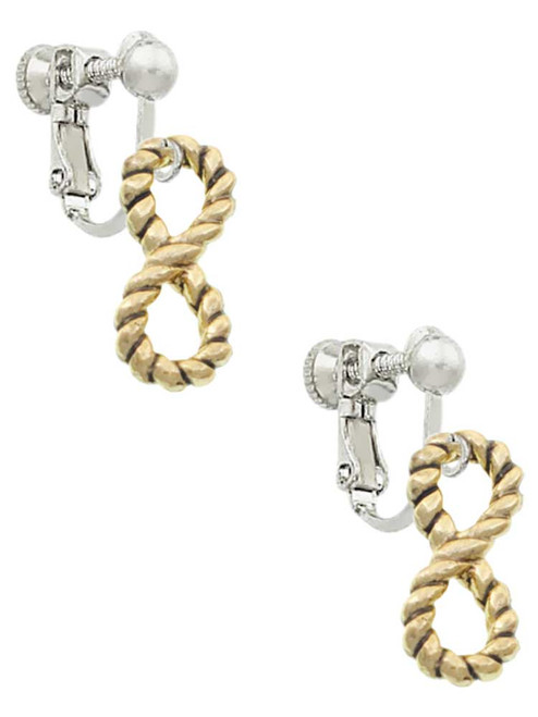 Gold Tone Infinity Rope Clip On Earrings