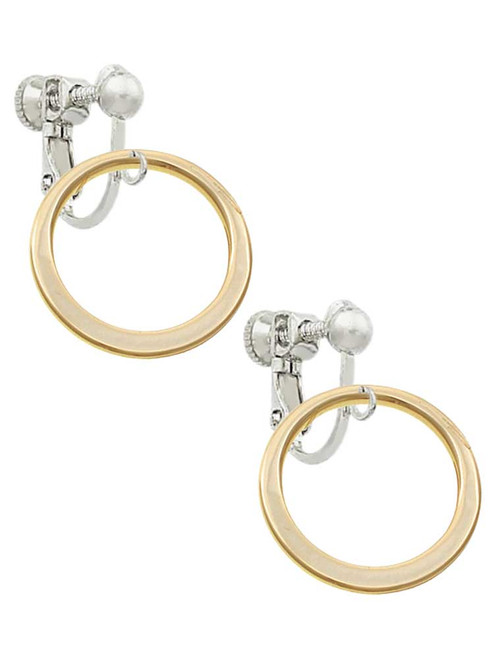 Large Gold Tone Karma Ring Clip On Earrings