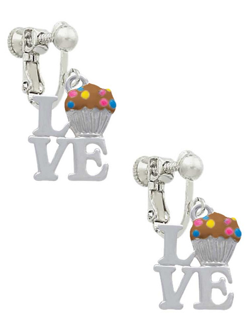 Love with Chocolate Cupcake Clip On Earrings