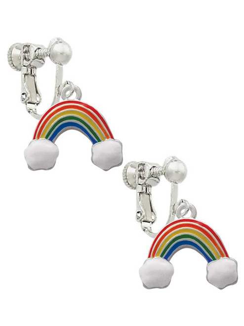 Rainbow Clip On Earrings